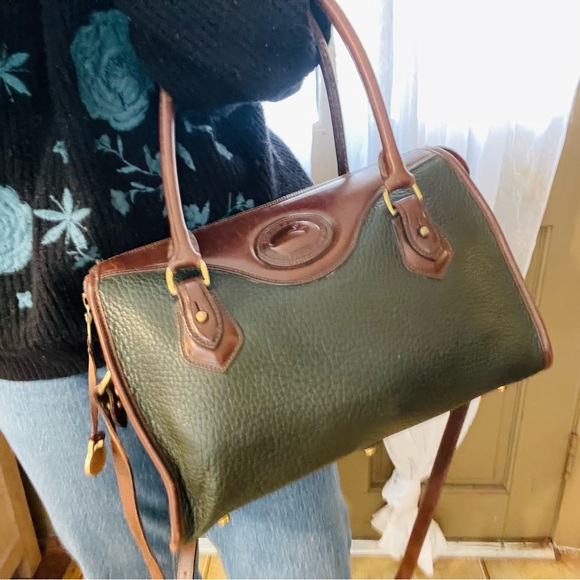 Dooney & Bourke Green and Brown Leather Satchel - Picture 8 of 12